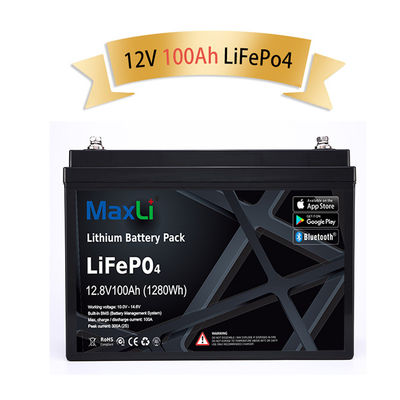 Rechargeable Lithium 12V 100Ah LiFePO4 Marine Battery Bluetooth